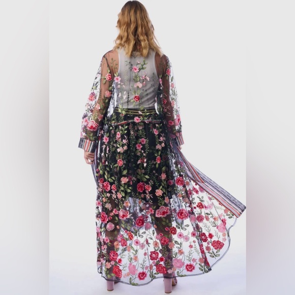 Aratta Embroidered Sheer Floral Duster Kimono • NWT • Retail $223